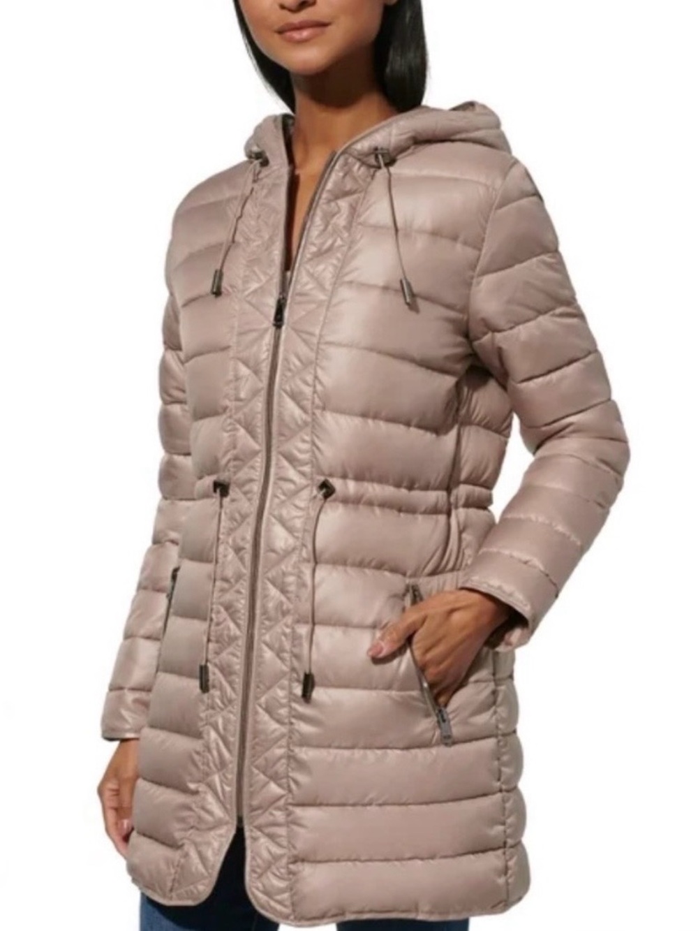 NWOT Kenneth Cole Khaki Brown Quilted Anorak Jacket